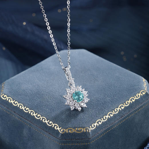 子佩集【阳光花海】S925银套链【PM2289-XF】培育宝石帕拉伊巴蓝碧玺太阳花2510 商品图3