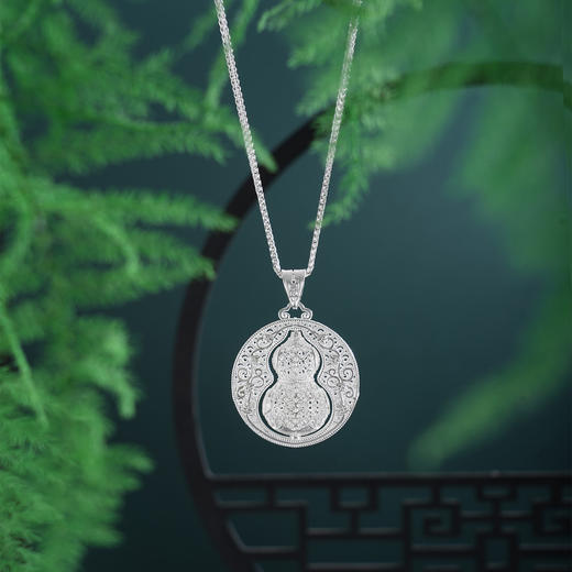 子佩集【福禄转运】S990银吊坠【YXYLDZ054】可转动葫芦花丝平安祥云（不含链）2510 商品图4