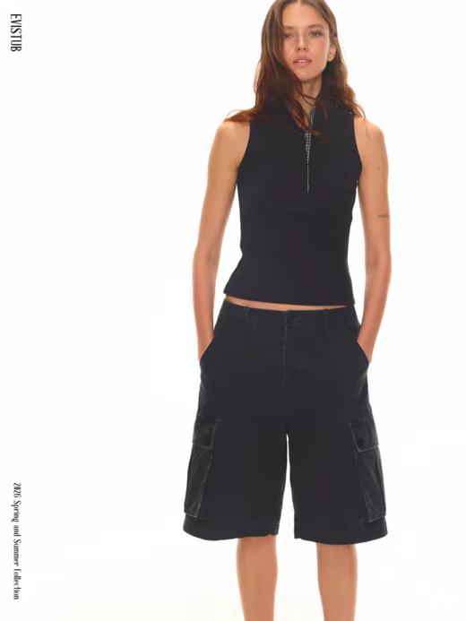 Evistub girls/E-6CDK1757/做旧工装中裤100%棉水洗复古 商品图3