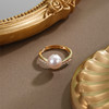 子佩集【曦光莹华】银S925珍珠AOYA奥雅戒指【HJYJZ004】8mm珠镀金V字2512 商品缩略图0