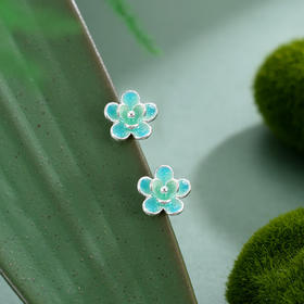 子佩集【静待花开】S990银耳钉【MXED012】花丝珐琅彩2510