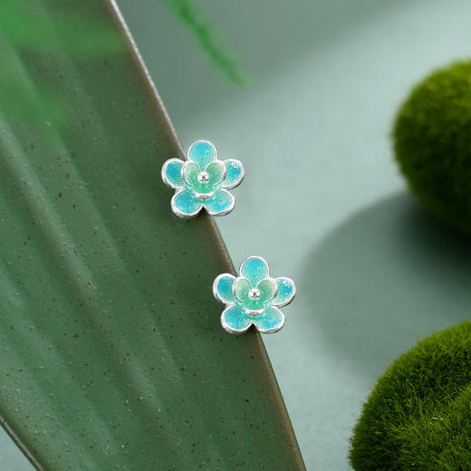 子佩集【静待花开】S990银耳钉【MXED012】花丝珐琅彩2510 商品图0