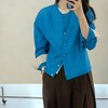 LONGNVFAIR克莱因蓝纯棉假两件拼接衬衫 通勤懒人福音 省去叠穿烦恼 商品缩略图6