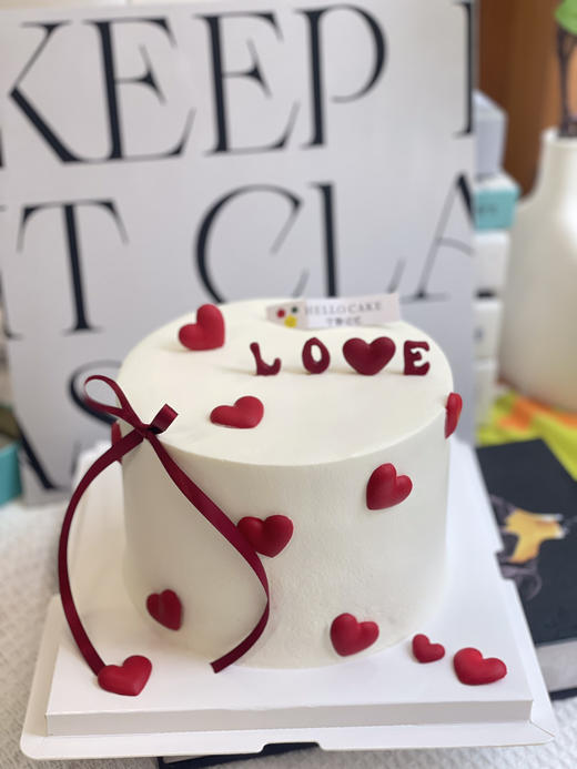 情人节爱心简洁奶油蛋糕 下单前请仔细阅读商品详情 商品图0