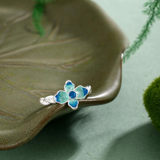 子佩集【花开景明】S990银戒指【YXYLJZ015】四叶草花丝珐琅彩2510 商品图1