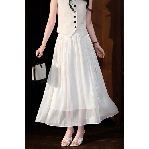 【杏色预售10天】人鱼姬鎏光纱裙 米思阳2026春季新款法式仙气飘逸流光纱裙薄款高腰遮胯沙滩半身裙女1049 商品图6