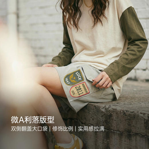 马登美式复古四分A字版直筒显瘦可外穿休闲工装短裤女士热裤夏季 商品图1