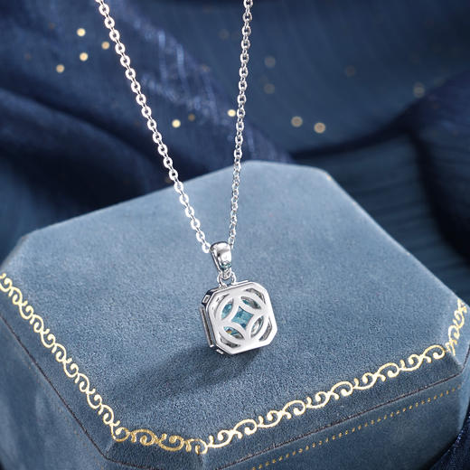 子佩集【蓝色星宇】S925银套链【PM2295-XF】培育宝石帕拉伊巴蓝碧玺小方块2510 商品图4