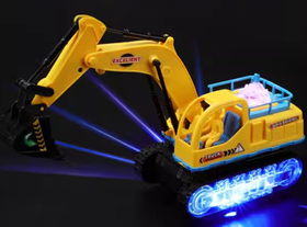 Z104儿童挖掘机玩具男孩闪光玩具车电动万向工程车挖土机模型