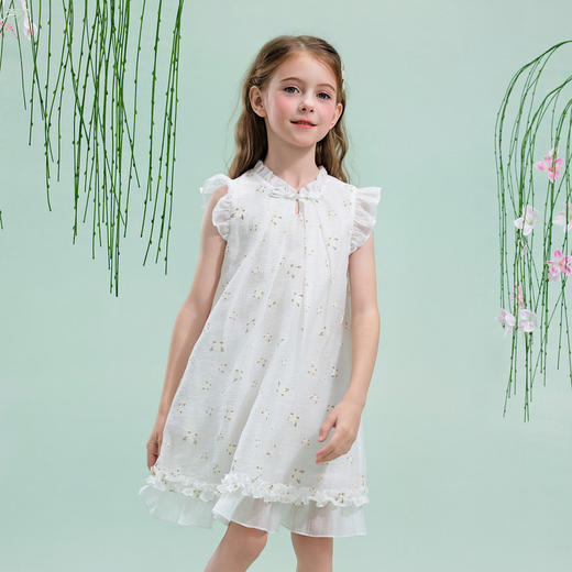 笛莎/Deesha 观山见2026年夏季新款童装女童国风小飞袖连衣裙 商品图1