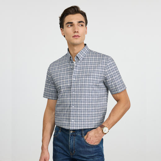 【莱赛尔】德鲨男士短袖衬衫2026夏季新款休闲打底上衣男舒适衬衣 商品图1