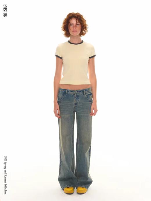 Evistub girls/E-6CDX1814/彩色撞边美式基础正肩T恤 商品图4