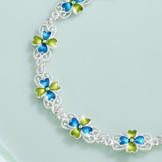 子佩集【四叶清尘】S990银手链【MXSL012】花丝珐琅彩2510 商品图4