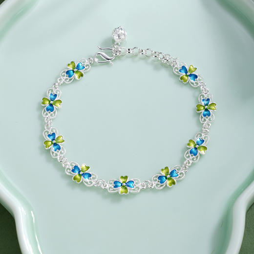 子佩集【四叶清尘】S990银手链【MXSL012】花丝珐琅彩2510 商品图3