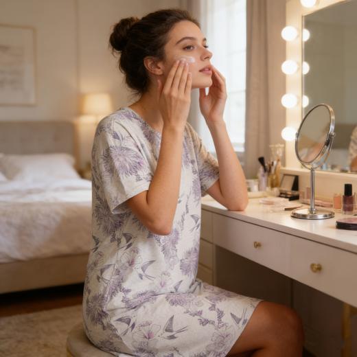 【32S100%棉汗布】SCHIESSER 德国舒雅女士纯棉短袖睡裙31/22374D 商品图1