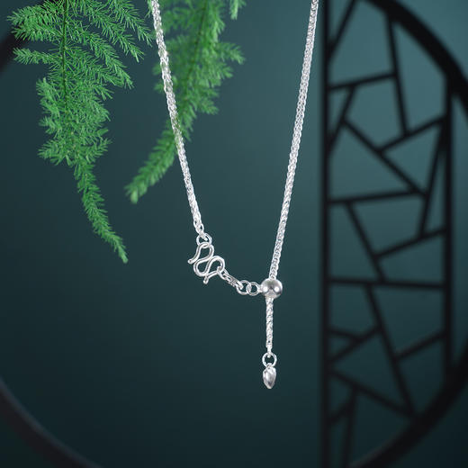 子佩集【一叶转运】S990银套链【MXTL034】花丝珐琅彩树叶平安扣福字项链2510 商品图13