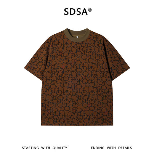 26T151SDSA男装2026新款高贵轻奢美式复古几何链条满印短袖T恤百搭时尚 商品图1