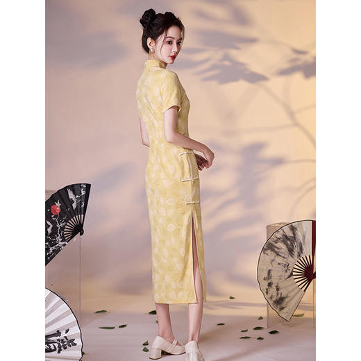 黄色绝美旗袍，高级感新中式国风改良年轻款LSB3585 商品图4