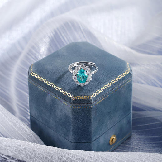 子佩集【湛蓝之恋】S925银戒指【RM0499-XF】培育宝石帕拉伊巴蓝碧玺大号2510 商品图3