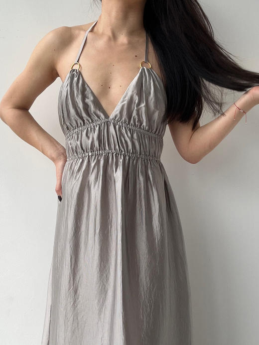 SIJIA｜SS2628 银灰⾦属环挂脖连⾐裙 商品图7