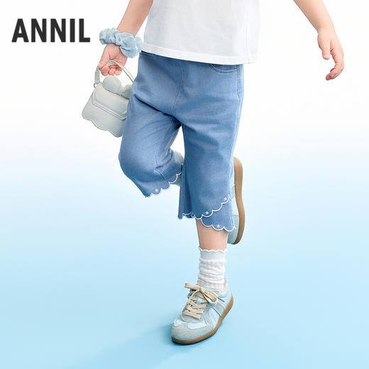 【实体店同款】女童全腰牛仔七分裤夏季新款安奈儿童装XG626198 商品图0