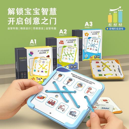 【逻辑穿绳游戏】宝宝早教连线玩具 空间思维训练卡片 提手专注力 锻炼精细动作 三阶循序渐进 益智有趣 激发创造力 商品图1
