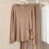 【莫代尔丝滑软糯睡衣套装】女春秋季新款休闲简约纯色长袖舒适透气家居服套装 商品缩略图9