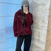 LONGNVFAIR安可拉红毛呢休闲阔型拉链外套 街头潮流感 微廓形H版剪裁超藏肉 商品缩略图7