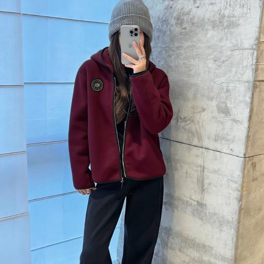 LONGNVFAIR安可拉红毛呢休闲阔型拉链外套 街头潮流感 微廓形H版剪裁超藏肉 商品图7