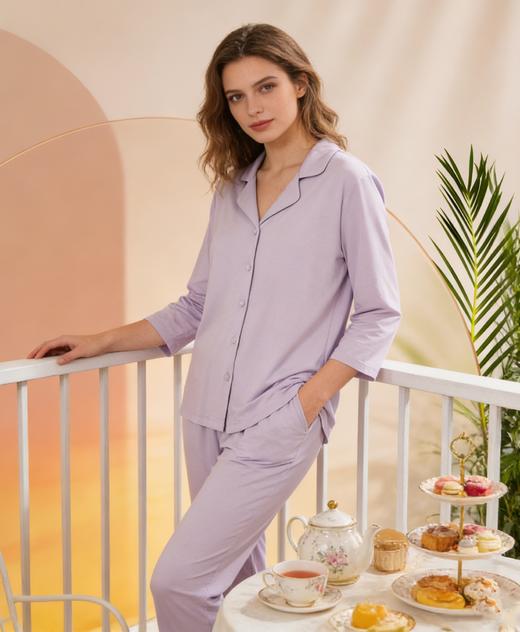 【兰精零碳莫代尔】SCHIESSER德国舒雅短袖九分裤家居套装69.5%兰精零碳纤维30.5%棉 50S零碳天丝30/22432H 商品图0