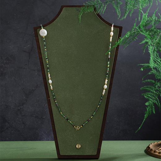 子佩集【绿野森林】银S925珍珠AOYA奥雅项链【SGN1150001】9.5mm圆珠2mm绿珠2512 商品图2