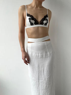 SIJIA｜SS2610 白色棉麻镂空半裙