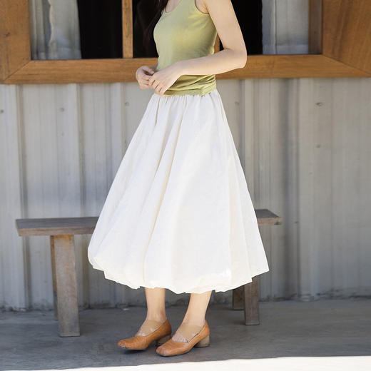 绽放102朵/小妇人*棉混纺宽松量感花苞半身裙女可调节腰围中长裙 商品图0