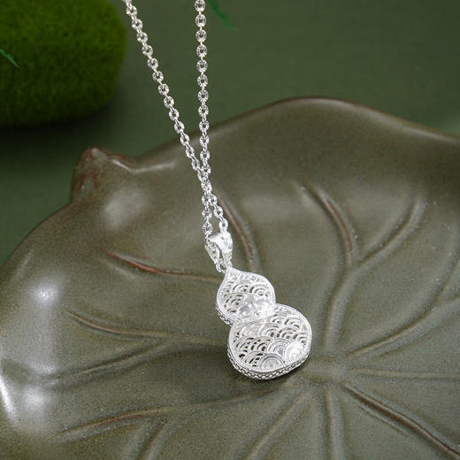 子佩集【云起福深】S990银套链【QFTL016】花丝珐琅彩葫芦项链2510 商品图2