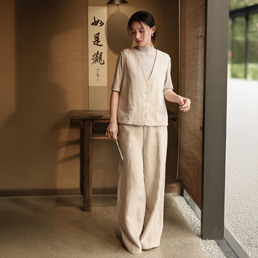 东方美学【吾乃兮 新中式苎麻服饰合集】苎麻70%+棉30%的黄金混纺比例 打造慵懒文艺、简约度假风格穿搭 商品图3