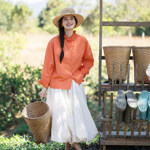 绽放102朵/小妇人*棉混纺宽松量感花苞半身裙女可调节腰围中长裙 商品图2