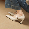 阿么手工女鞋极简风一字带高跟鞋气质高级感百搭女款真皮单鞋7CM 商品缩略图3