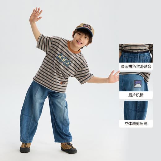 MANHOJIA【软软神裤】儿童裤复古牛仔超软垂感气球长裤牛仔裤 商品图2