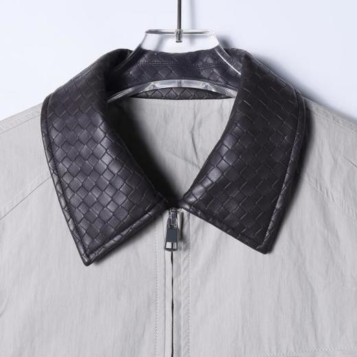 SDSA男装2026新款高贵轻奢时尚百搭编织翻领拼接拉链夹克宽松简约 商品图1