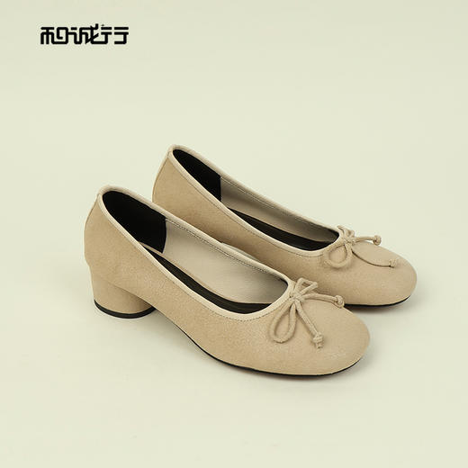 和诚行2026春季新款法式温柔风一脚蹬圆头蝴蝶结中跟单鞋1830060 商品图4