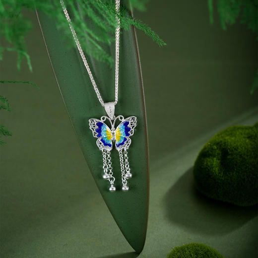 子佩集【福叠富贵】S990银套链【QFTL017】花丝珐琅彩蝴蝶项链2510 商品图7