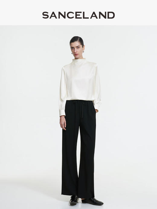 【春假专区】三石一澜SANCELAND 素绉缎立领衬衣SK11101028 商品图0