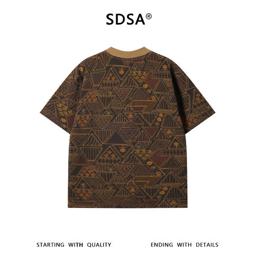 26T215SDSA男装2026新款高贵轻奢民族风三角形图案设计圆领短袖T恤百搭 商品图5
