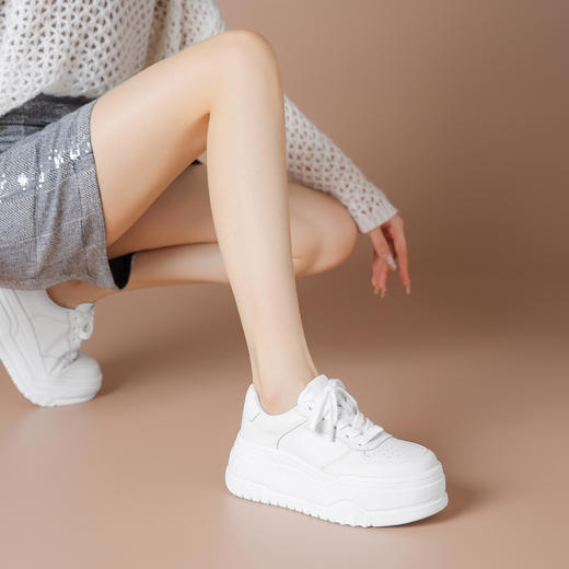 牛皮厚底小白鞋百搭显高舒适透气 商品图2