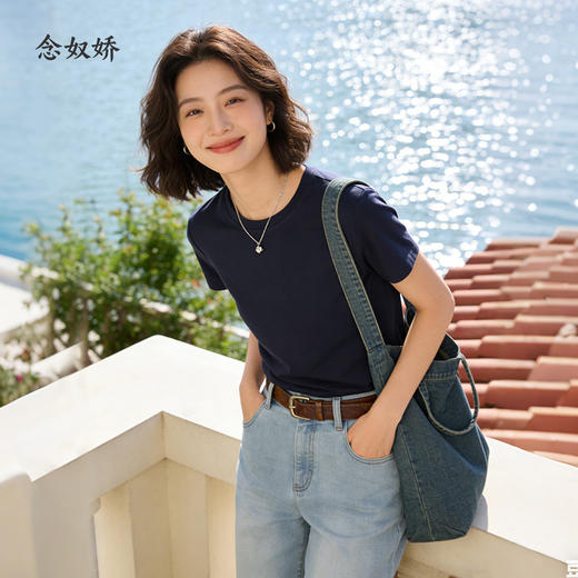 【商场同款】CNE6394 “ 基础T恤 ” 海洋蓝/云舞白 两色基础好穿好搭配 亲肤舒适 商品图2