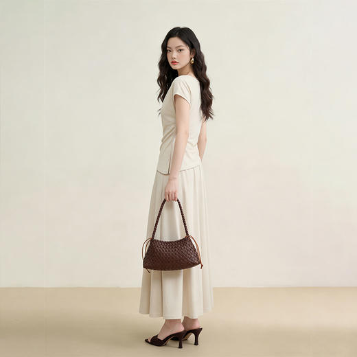 【限时秒杀】西遇法式慵懒风2026春夏新款气质短袖收腰显瘦裙子灰色T恤连衣裙H0060215 商品图2