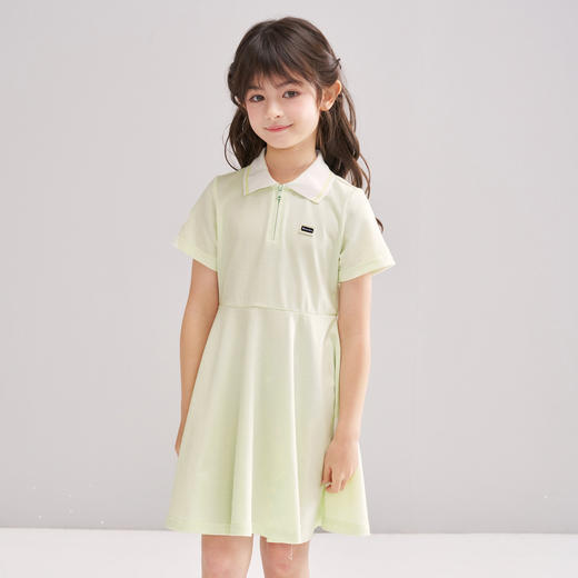 笛莎/Deesha 松饼熊2026年夏季新款童装女童时尚学院风Polo领针织短袖连衣裙 商品图2