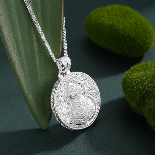 子佩集【福禄转运】S990银吊坠【YXYLDZ054】可转动葫芦花丝平安祥云（不含链）2510 商品图2