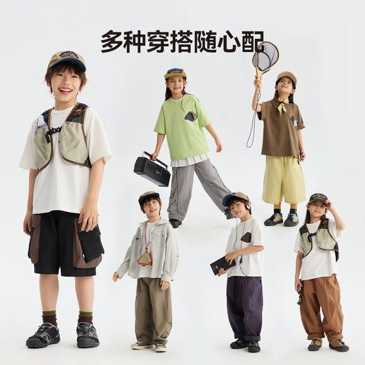 MANHOJIA【小熊T】儿童T恤拼接口袋不变形领子全棉基础款短袖T 商品图3