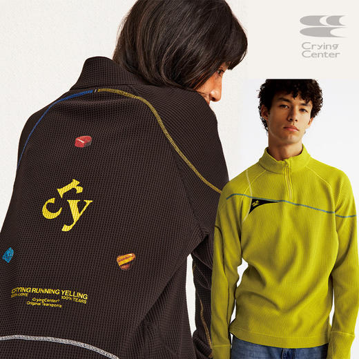 CryingCenter 华夫格半拉链高领训练长袖T恤 哭喊中心 商品图2